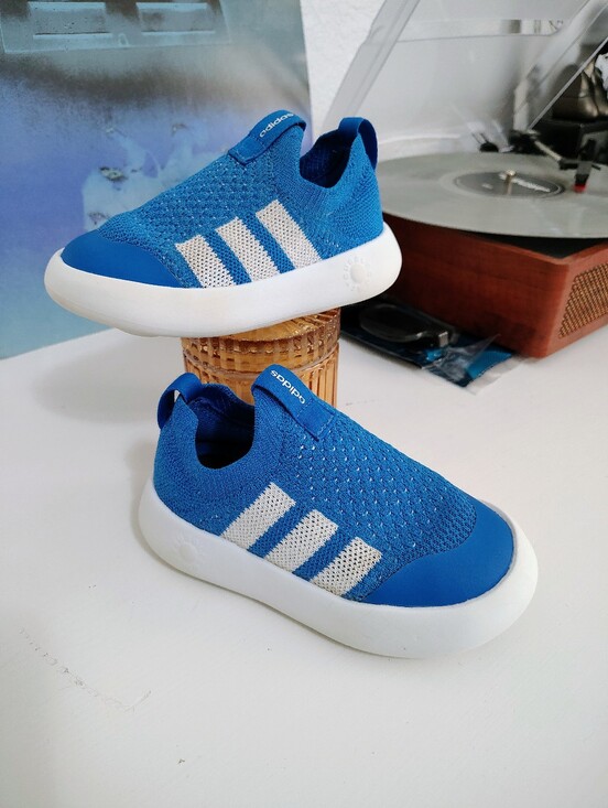 adidas Other - ADIDAS Bubblecomfy Blue Slip-On Knit Sneakers Bright Royal / Cloud White Size 9k